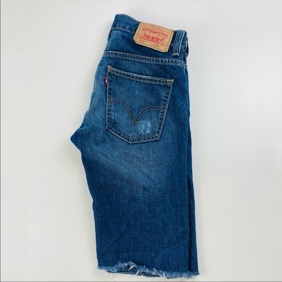 Levi’s 511 Skinny Distressed Long Bermuda Jean Denim Shorts - Picture 7 of 11